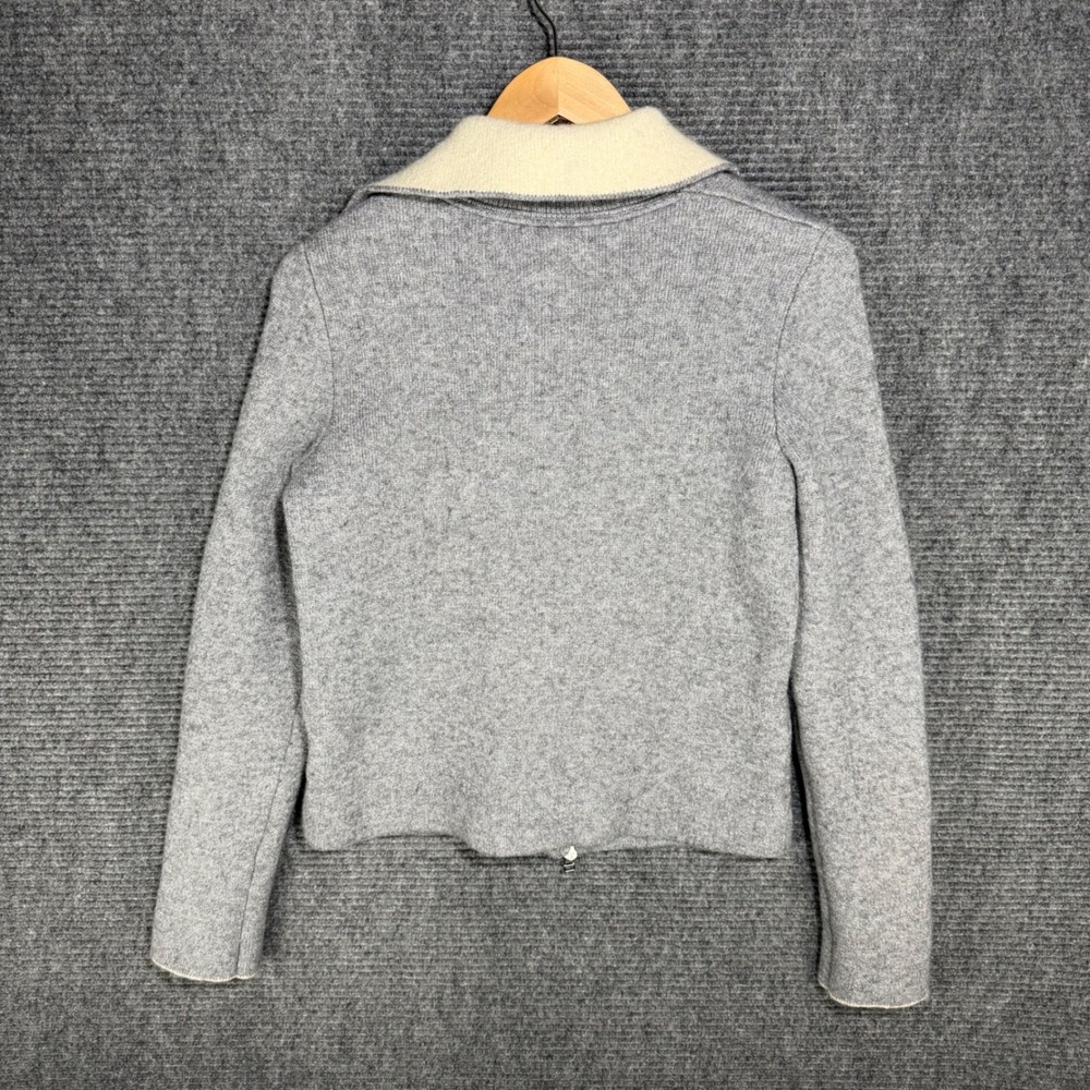 Anthropologie Womens XS Grey Knit Moto Cardigan Jacket Asymmetric Zip Sweater - Picture 6 of 9